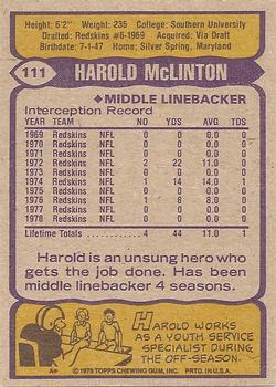 1979 Topps #111 Harold McLinton Back