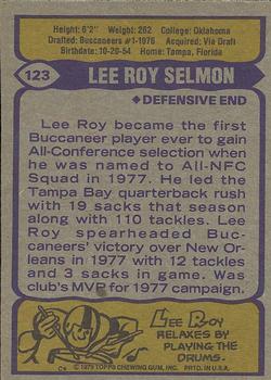1979 Topps #123 Lee Roy Selmon Back