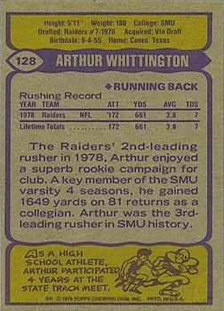 1979 Topps #128 Arthur Whittington Back