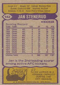 1979 Topps #142 Jan Stenerud Back