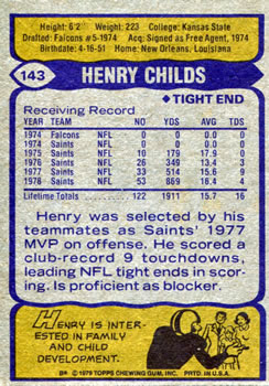 1979 Topps #143 Henry Childs Back