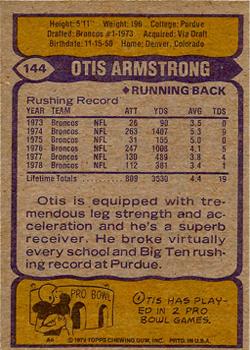 1979 Topps #144 Otis Armstrong Back
