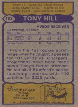 1979 Topps #182 Tony Hill Back