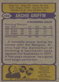 1979 Topps #184 Archie Griffin Back