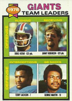 1979 Topps #188 Giants Team Leaders / Checklist (Doug Kotar / Jimmy Robinson / Terry Jackson / George Martin) Front