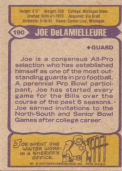 1979 Topps #190 Joe DeLamielleure Back