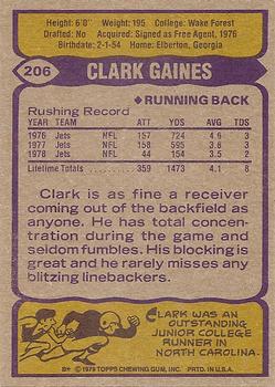 1979 Topps #206 Clark Gaines Back