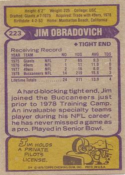 1979 Topps #223 Jim Obradovich Back