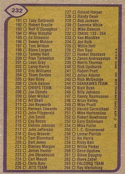 1979 Topps #232 Checklist: 133-264 Back