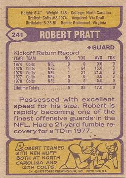 1979 Topps #241 Robert Pratt Back