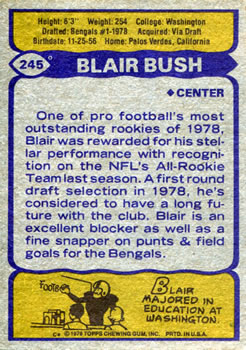 1979 Topps #245 Blair Bush Back