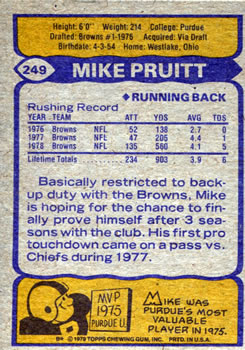1979 Topps #249 Mike Pruitt Back