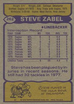 1979 Topps #262 Steve Zabel Back