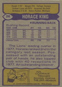 1979 Topps #26 Horace King Back