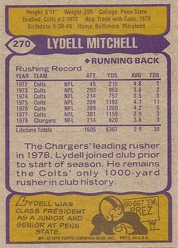 1979 Topps #270 Lydell Mitchell Back