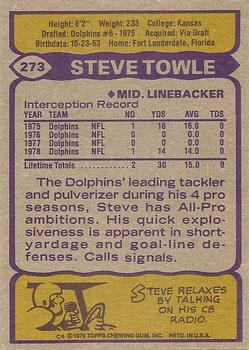 1979 Topps #273 Steve Towle Back