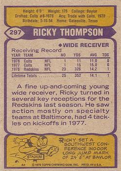1979 Topps #297 Ricky Thompson Back