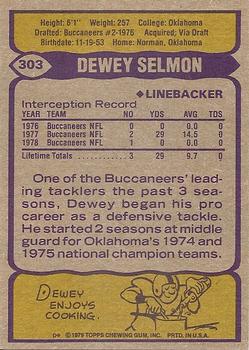 1979 Topps #303 Dewey Selmon Back