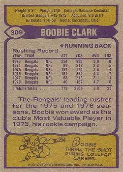 1979 Topps #309 Boobie Clark Back
