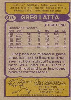 1979 Topps #318 Greg Latta Back