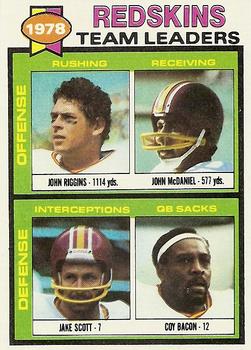 1979 Topps #319 Redskins Team Leaders / Checklist (John Riggins / John McDaniel / Jake Scott / Coy Bacon) Front