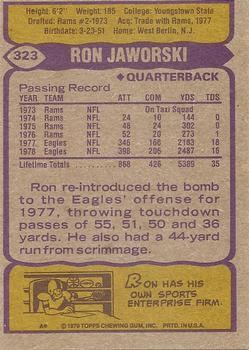 1979 Topps #323 Ron Jaworski Back