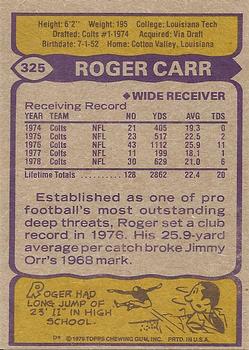 1979 Topps #325 Roger Carr Back