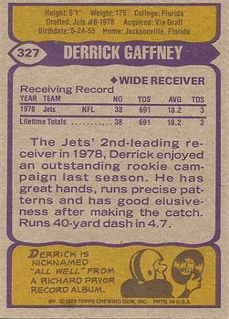 1979 Topps #327 Derrick Gaffney Back