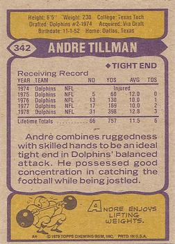 1979 Topps #342 Andre Tillman Back