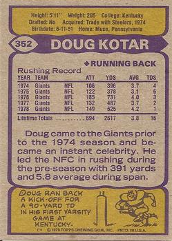1979 Topps #352 Doug Kotar Back