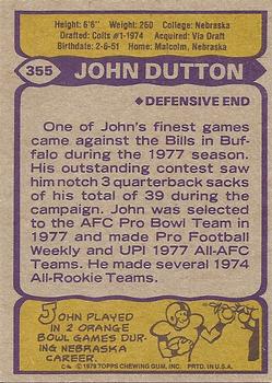 1979 Topps #355 John Dutton Back