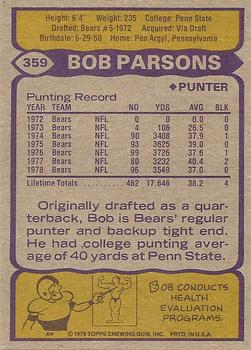1979 Topps #359 Bob Parsons Back