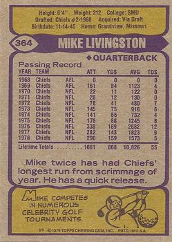 1979 Topps #364 Mike Livingston Back