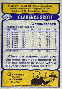 1979 Topps #373 Clarence Scott Back