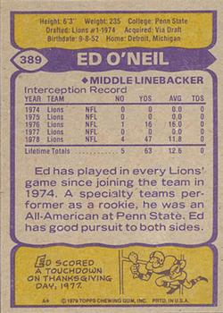 1979 Topps #389 Ed O'Neil Back