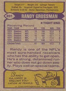 1979 Topps #391 Randy Grossman Back