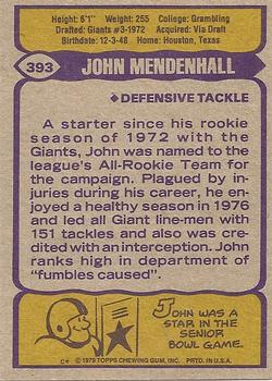 1979 Topps #393 John Mendenhall Back