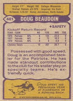 1979 Topps #401 Doug Beaudoin Back