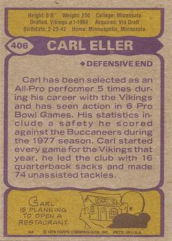 1979 Topps #406 Carl Eller Back