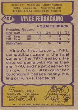 1979 Topps #409 Vince Ferragamo Back