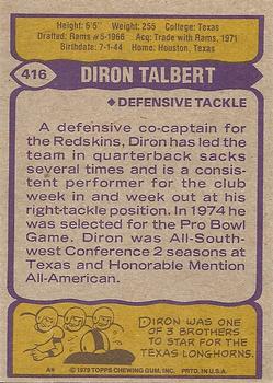 1979 Topps #416 Diron Talbert Back