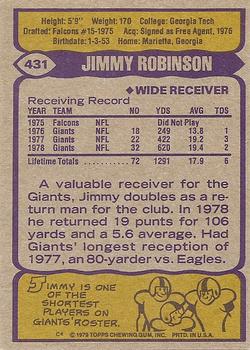 1979 Topps #431 Jimmy Robinson Back