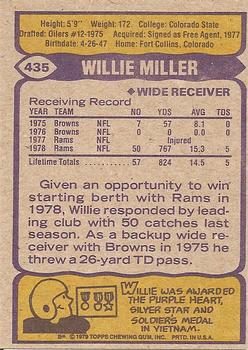 1979 Topps #435 Willie Miller Back