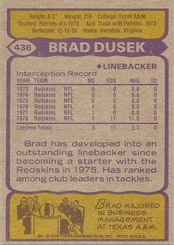 1979 Topps #436 Brad Dusek Back
