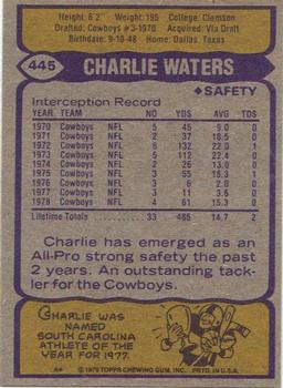 1979 Topps #445 Charlie Waters Back