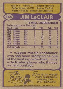 1979 Topps #454 Jim LeClair Back