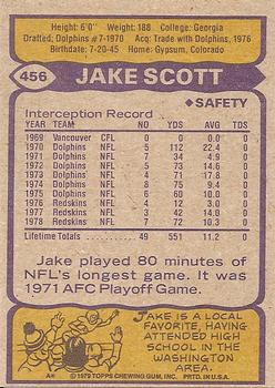 1979 Topps #456 Jake Scott Back