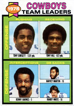 1979 Topps #469 Cowboys Team Leaders / Checklist (Tony Dorsett / Tony Hill / Benny Barnes / Harvey Martin / Randy White) Front