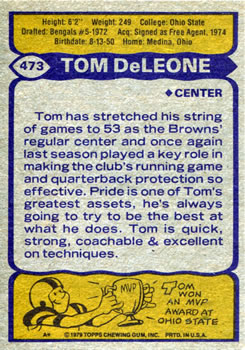 1979 Topps #473 Tom DeLeone Back