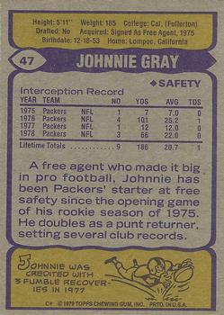 1979 Topps #47 Johnnie Gray Back